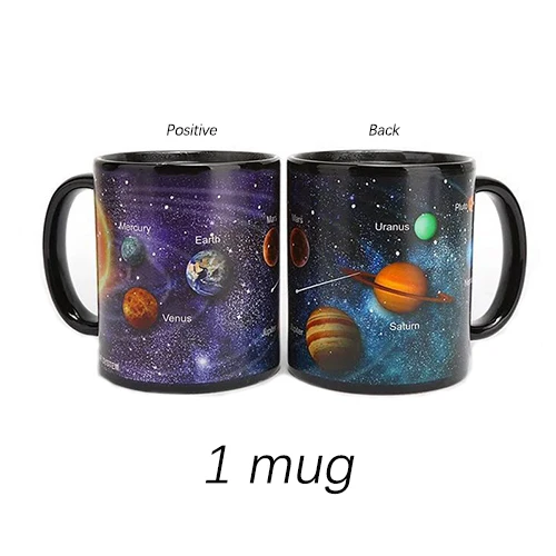 Starry sky Креативная керамическая кружка, меняющая цвет, кружка, открывающая тепло, кофейная чашка, подарок для друзей, Студенческая чашка для завтрака, звездная солнечная система, кружка - Цвет: Starry sky