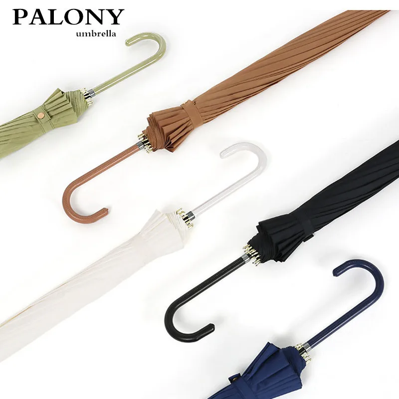 

PALONY Fashionable Small and Fresh Automatic Double Layer 16 Bone Long Handle Umbrella 5 Color Optional.