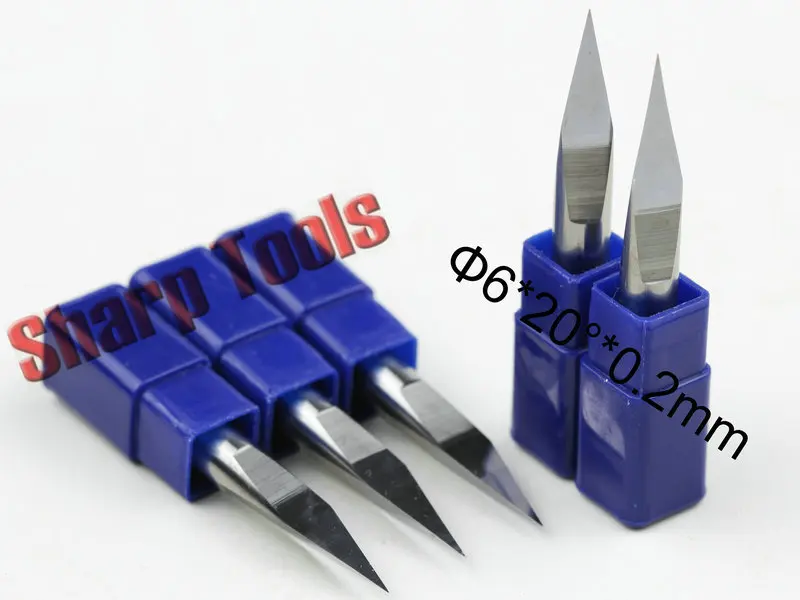 6x0 2 мм 20 градусов 3 края мраморного дерева фреза карбида PCB гравировки CNC фрезерные