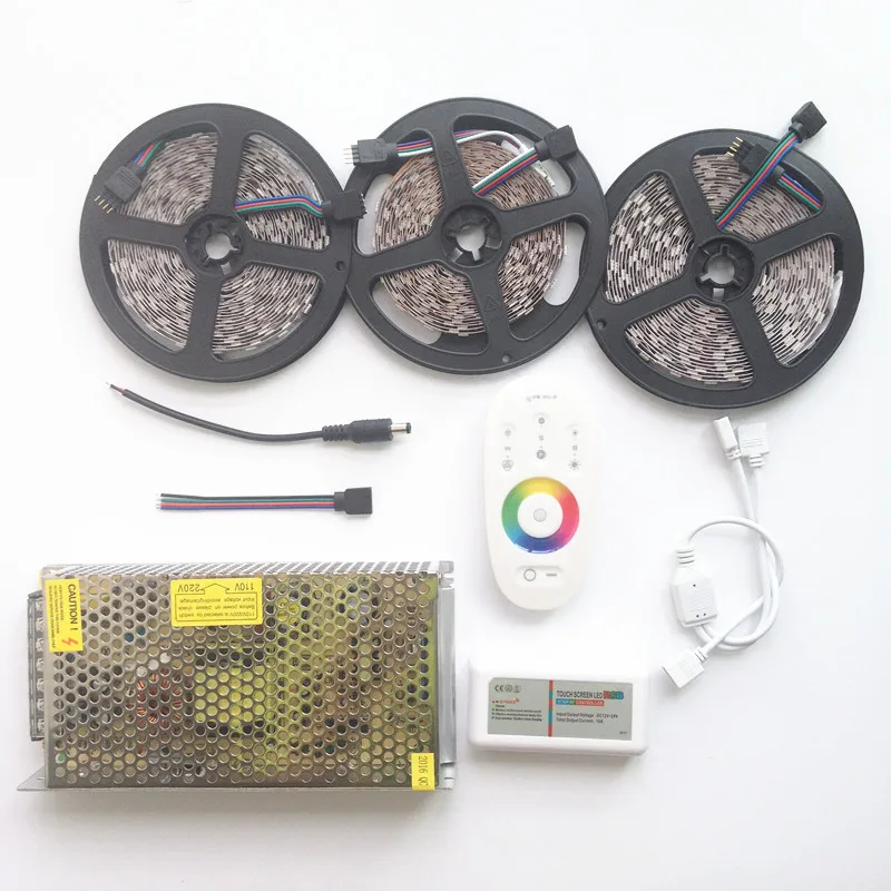 Светодиодная лента 5050 RGB водонепроницаемая 5 м 10 15 25 30 М IP65 + РЧ пульт