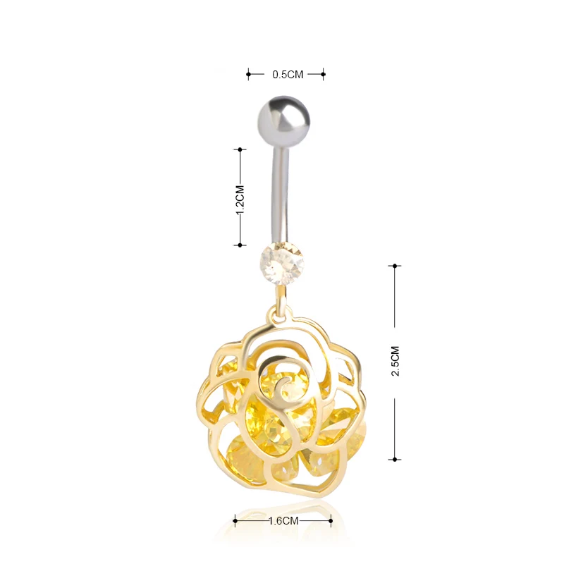 Funmor кольцо для пирсинга пупка с цветами ювелирные изделия из нержавеющей стали