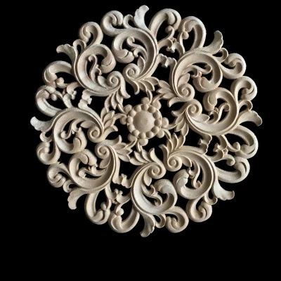 

New Floral Wood Carved Decal Corner Appliques Frame Wall Doors Furniture Woodcarving Decorative Wooden Figurines Crafts