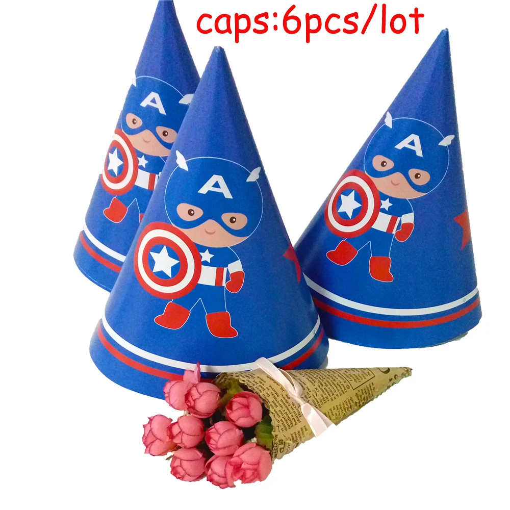 Captain America Theme Tableware Set Birthday Party Decoration Kids Balloons Napkin Cups Tablecloth Flag Straw Party Supplies