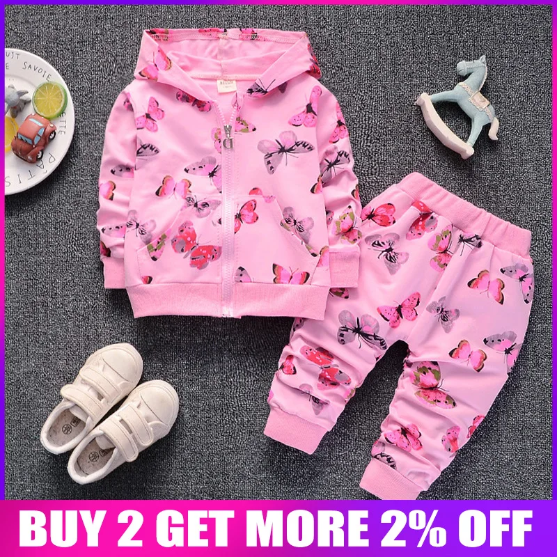 Комплект спортивной одежды для девочек BibiCola кофта с капюшоном и штаны спортивный