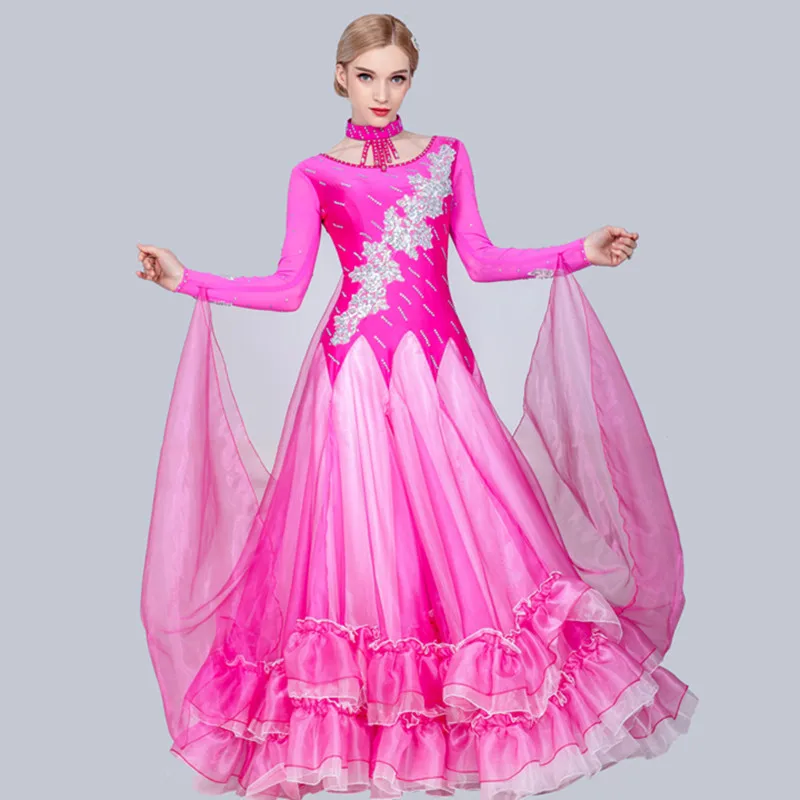 Платье для бальных танцев женское стандартное платье девочек зеленое вальса