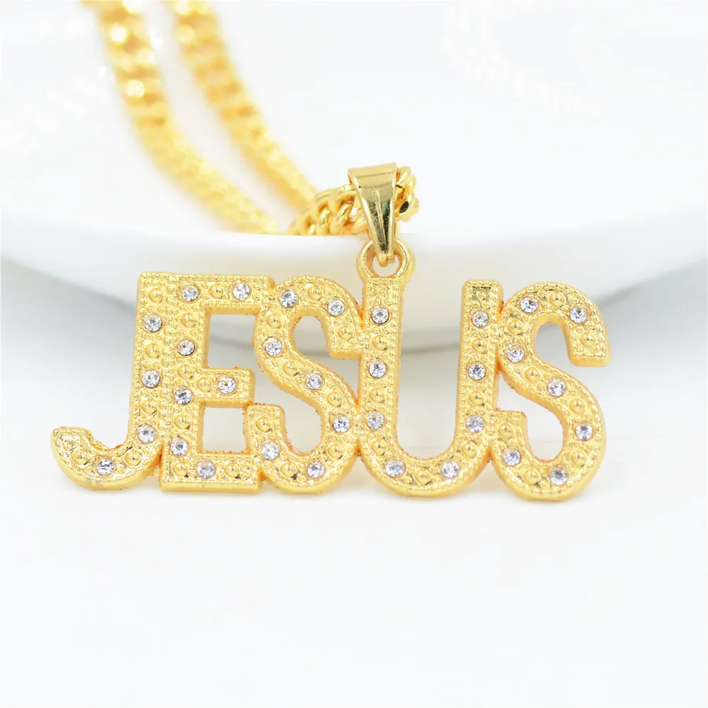 Ожерелье Uodesign в стиле хип-хоп со стразами и надписями блестящее Золотое