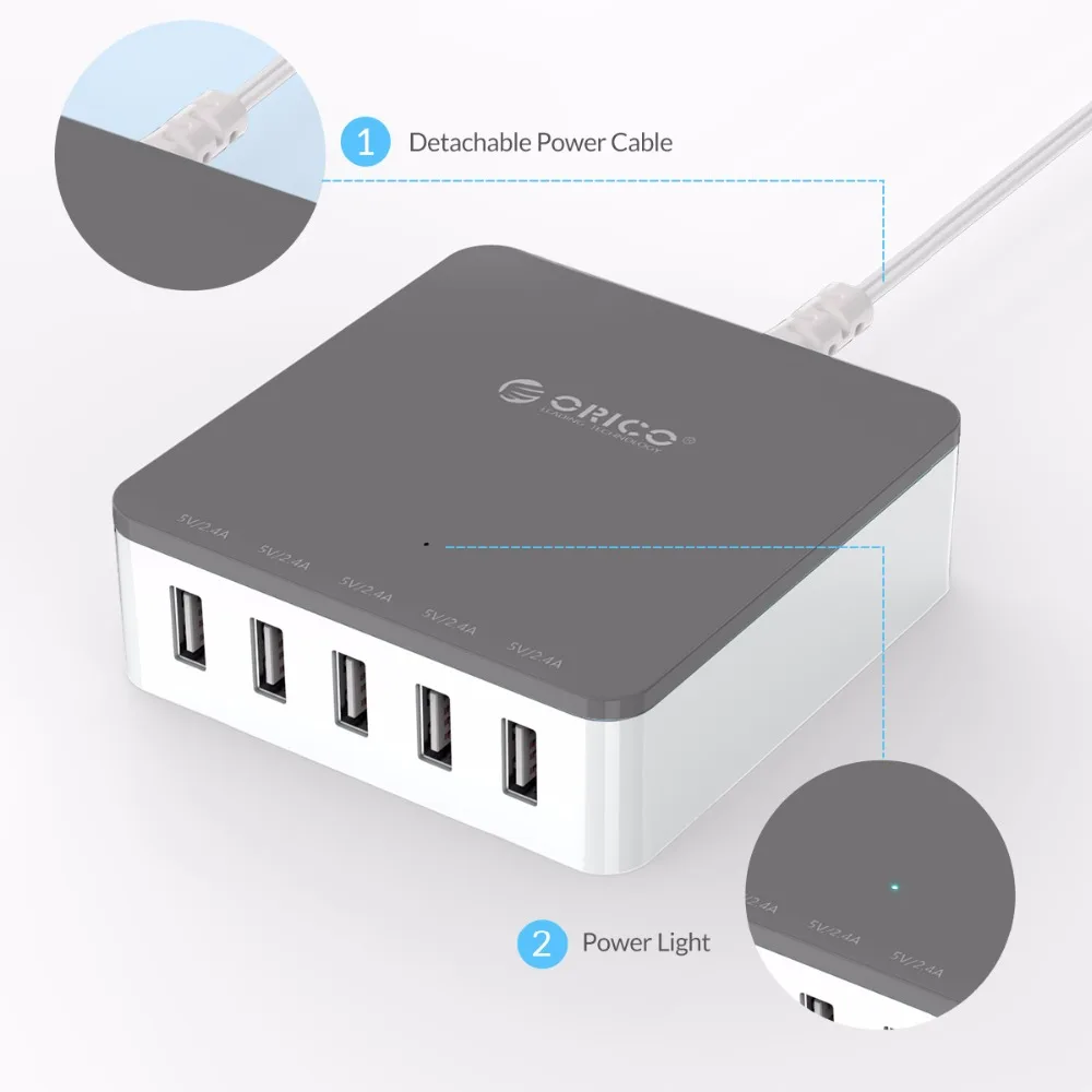 ORICO CSR 5U 5 порты и разъёмы 40 Вт 2.4A Micro USB Смарт Путешествия стены зарядное устройство