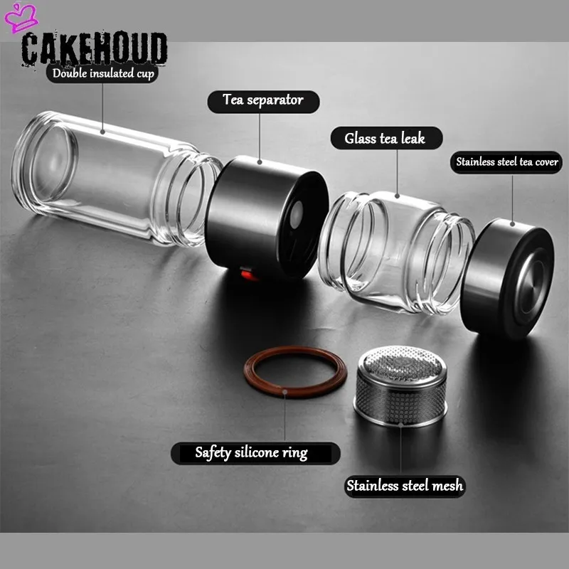 CAKEHOUD, деловой тип, портативная стеклянная бутылка для воды, Высококачественная Мужская большая емкость, чашка для чая, бутылка для воды, напиток