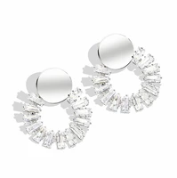 round zircon stud earrings for women inlay marquise fashion earrings circle bride jewelry gift