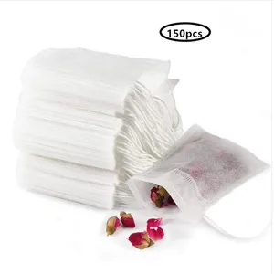150PCS пустая Бумага Чай сумки фильтр со строкой, скрепляющаяся с помощью тепла Дыня лист Чай сумки пустые Чай мешки упаковки мешочек с травами Саше Чай