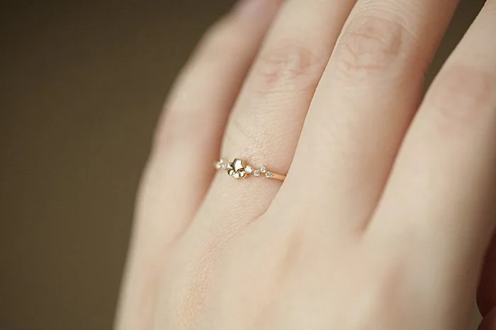 Двойные Яркие Светильник-желтые золотые блестящие циркониевые кольца с ночным