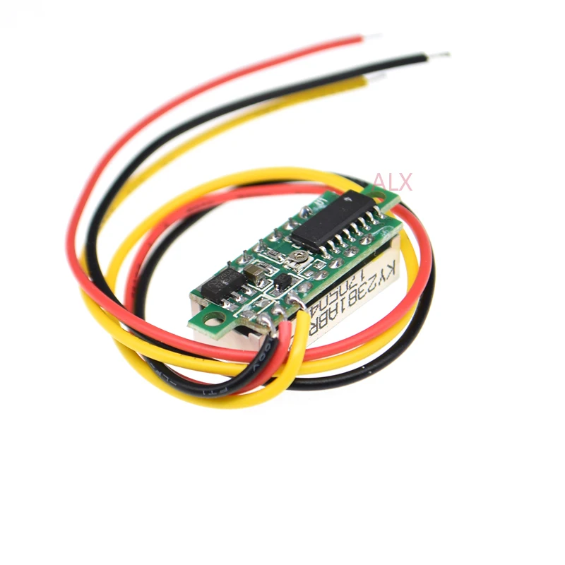 Цифровой вольтметр светодиодный измеритель напряжения с тремя проводами 0 28