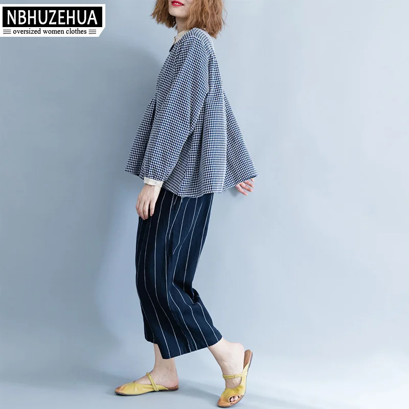 NBHUZEHUA F80 женская блузка рубашка 5XL хлопок Осенние клетчатые базовые Топы