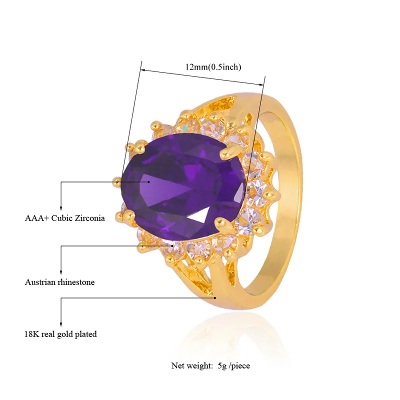 Ювелирное кристаллическое кольцо для женщин модное роскошное Золотое 7 цветов AAA