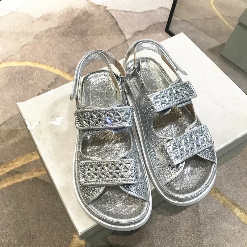 Sandalias mujer 2019 женская обувь стразы Босоножки на платформе Шикарные пляжные
