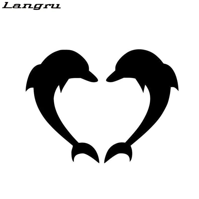 Виниловая наклейка Langru в виде дельфина и сердца автомобильные аксессуары
