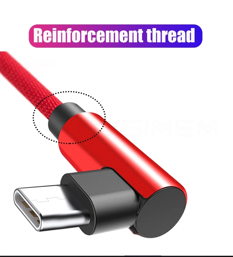 Frvsimem USB C Type кабель для передачи данных Портативный 90 градусов двойной Type-C прочный