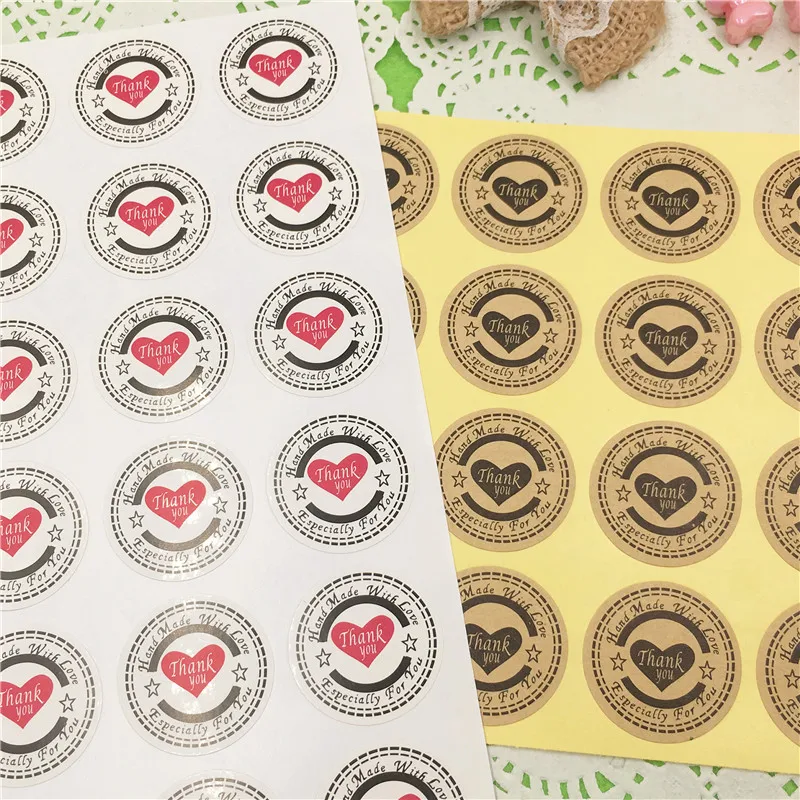 200 шт./лот 3 см круглые клейкие наклейки с надписью Thank You красные черные бумажные