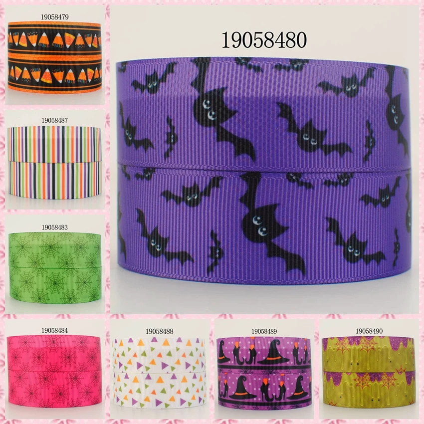 10 ярдов-разные размеры-лента в рубчик с рисунком на Хэллоуин-дни 19058479 | Дом и сад