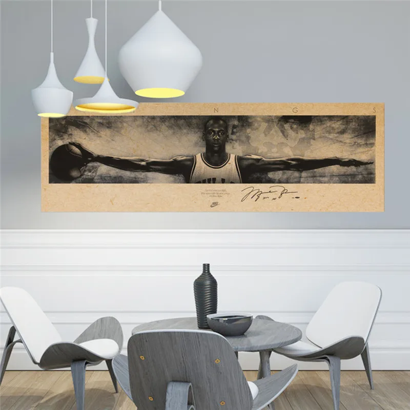 Ретро Бумага звезд баскетбола Jordan декоративная живопись плакаты Стикеры росписи