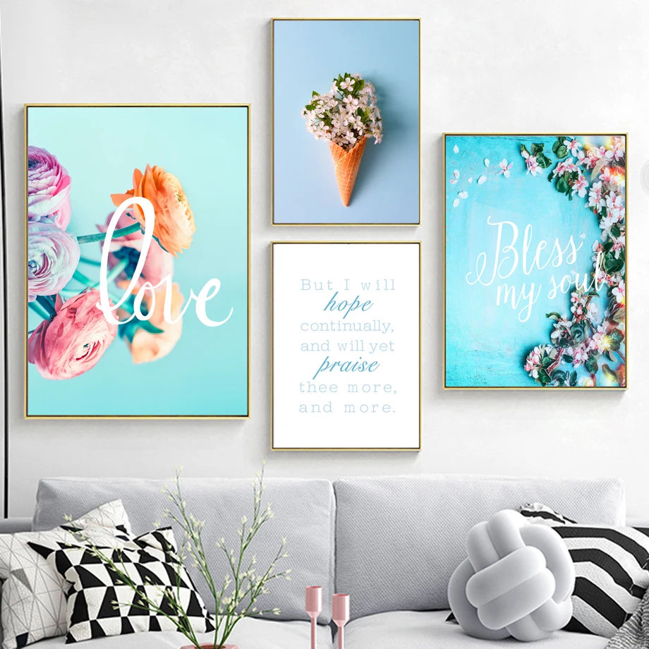 Скандинавские плакаты и фотообои для украшения гостиной Красочные розы цветок