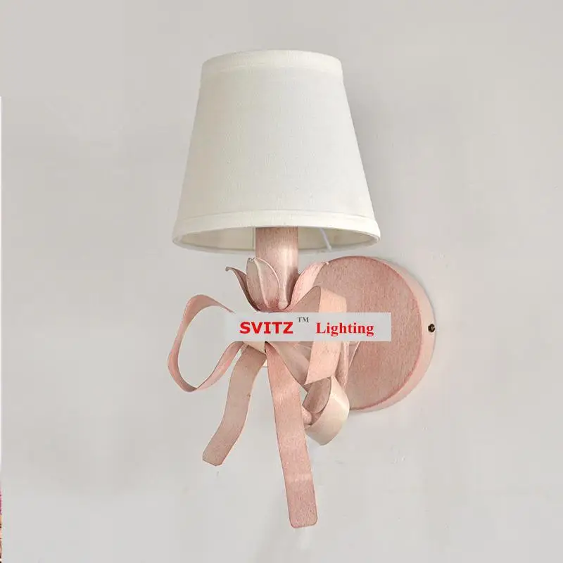 Принцесса розовая лента настенная лампа приспособление для девочки спальни бант