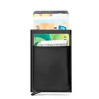 Алюминиевый кошелек с держателем для карт и задним карманом, миниатюрный тонкий металлический бумажник с блокировкой RFID, автоматический выдвижной кошелек для кредитных карт и мелочей