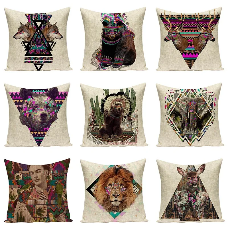 Наволочка для подушки с геометрическим и животным принтом наволочка из хлопка