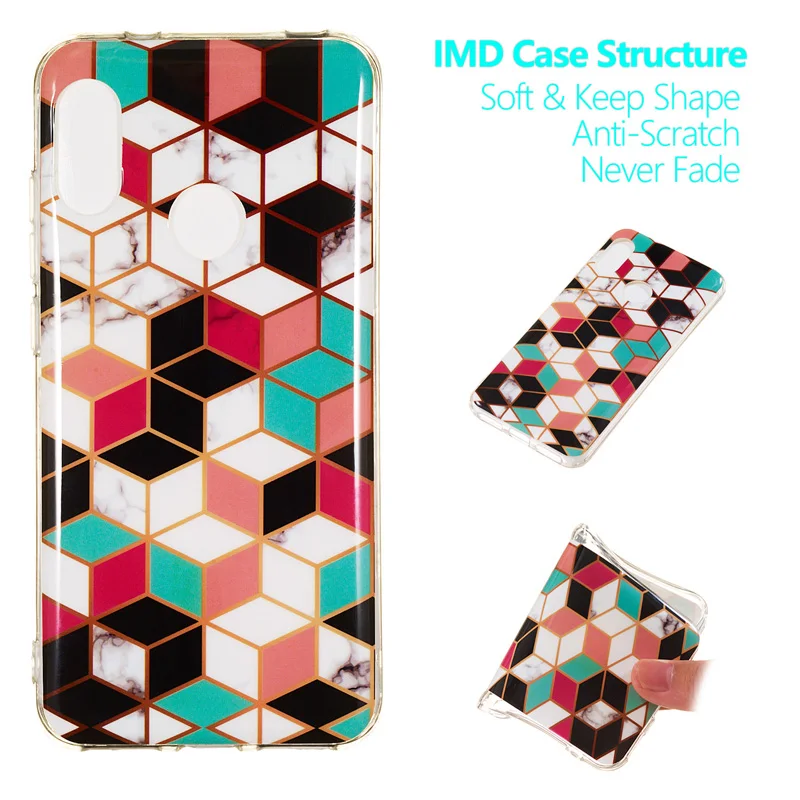 Модный мягкий чехол из ТПУ с геометрическим рисунком под мрамор телефонный