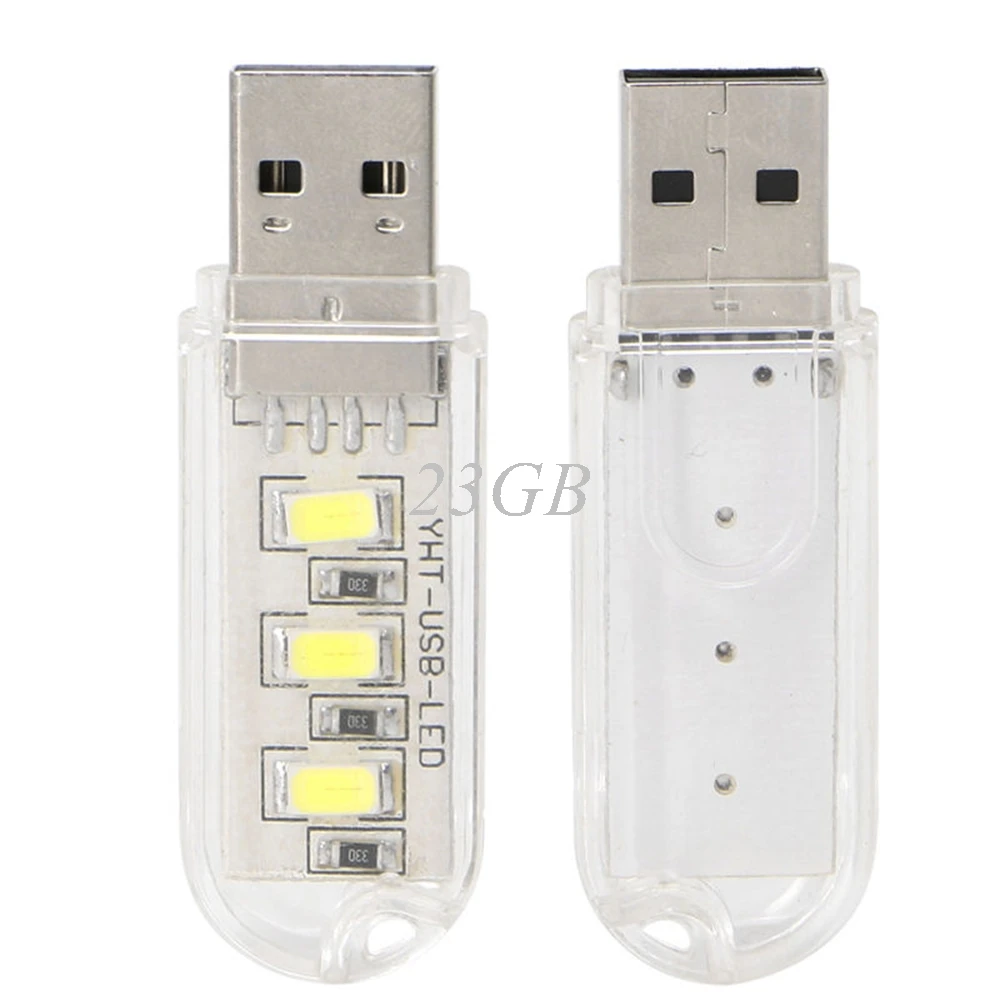 Портативный брелок 3 светодиодный белый ночной Светильник USB power U диск форма лампы W/крышка яркий светильник O06
