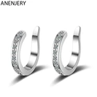 Женские серьги-клипсы ANENJERY, циркониевый зажим с простой изящной мозаикой из 925 пробы серебра AAAAA, S-E859