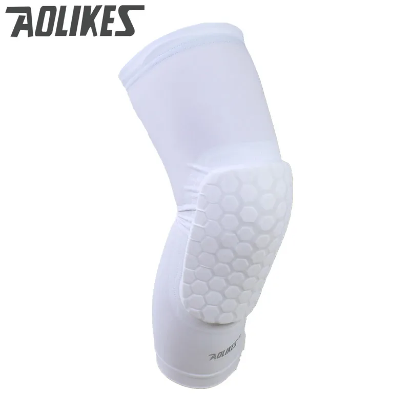 Aolikes 1 шт. сотовые спортивные защитные ленты волейбол баскетбольный наколенник Компрессионные носки наколенники бандаж защитные рукава - Цвет: White long