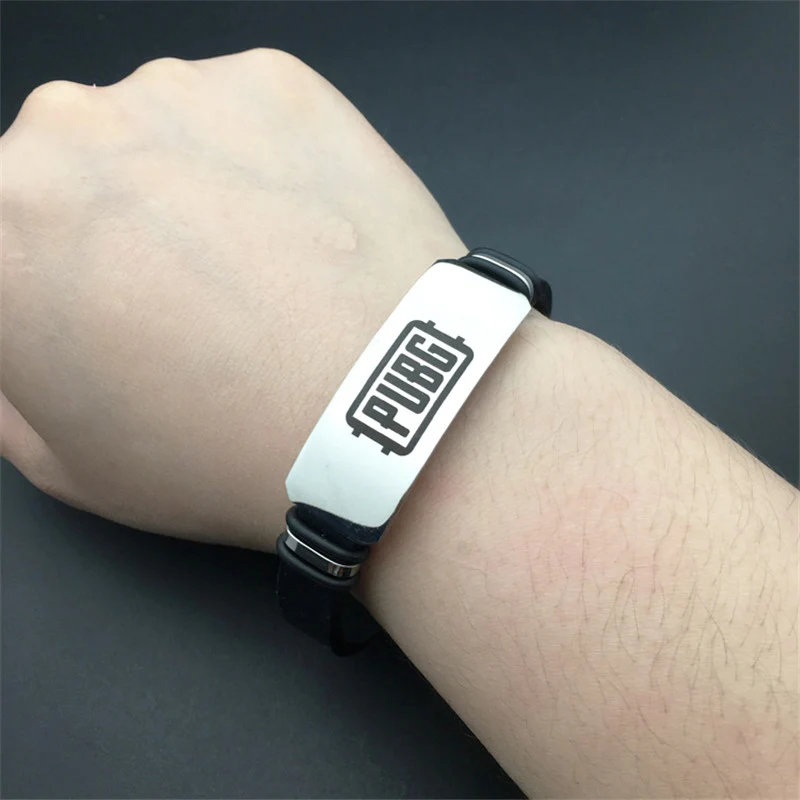 silver Игра PUBG Косплей браслеты из нержавеющей стали Регулируемые Силиконовые ID браслеты для мужчин ювелирные изделия для мальчиков - Цвет: silver