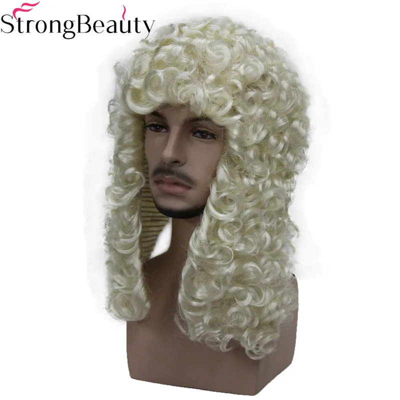 StrongBeauty синтетический парик судье Nobleman кудрявые волосы история блонд седой черные парики - Цвет: P613
