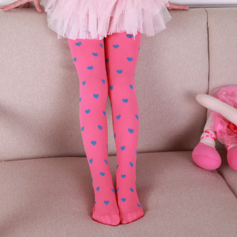 Модные леггинсы детские с принтом сердца колготки ярких цветов для девочек