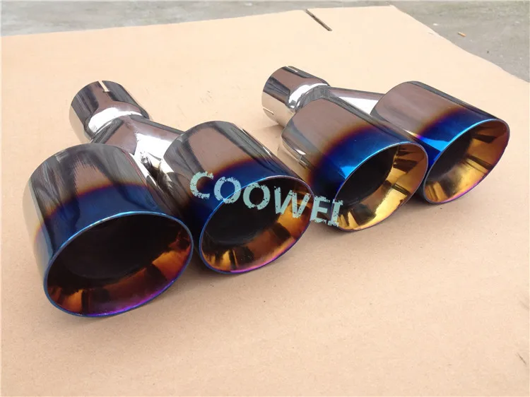 Выхлопная труба с двумя наконечниками универсальный глушитель из нержавеющей