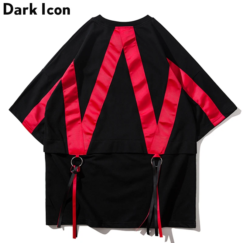 Темная икона большая W лента хип-хоп футболка футболки оверсайз мужские летние