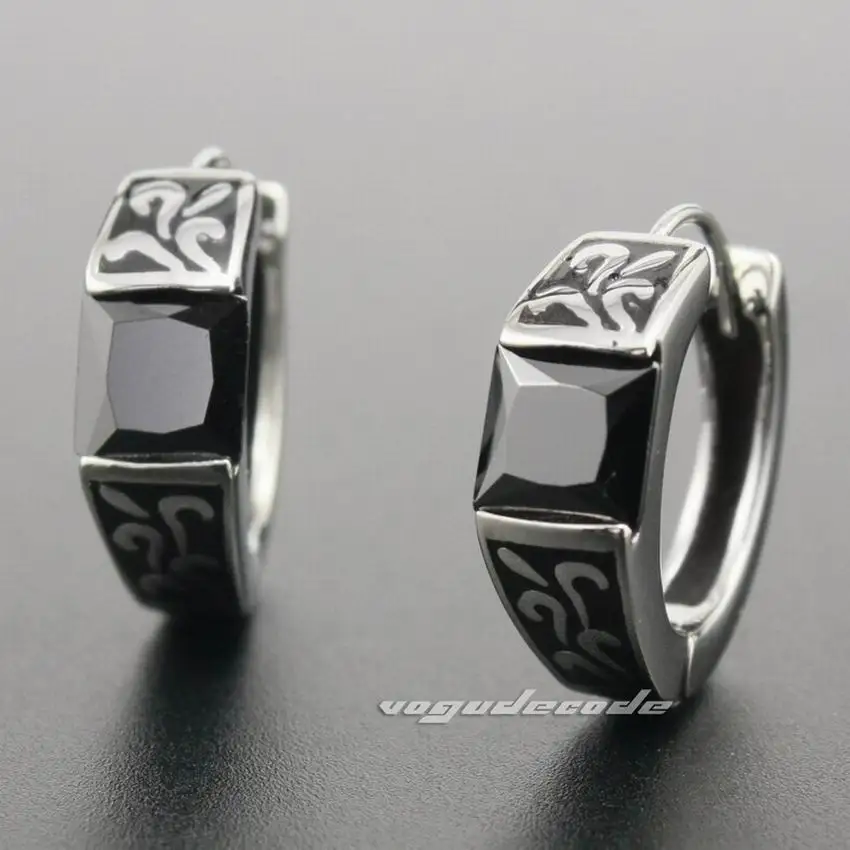 Крутые черные мужские байкерские панк серьги из нержавеющей стали 316L 4X013 (2