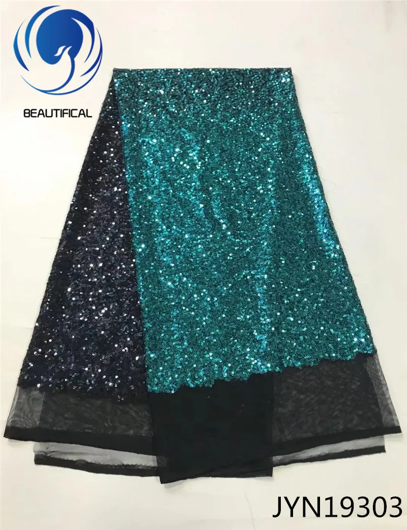 BUAETIFICAL White &amp black Sequins mesh lace fabric Popular african french net nigerian tulle women fabricJYN193 | Дом и сад