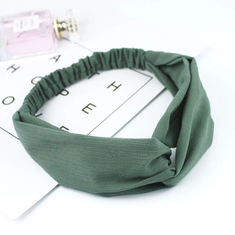 WH683-4 Женская повязка на голову в винтажном стиле с перекрестным узлом, эластичные резинки для волос, мягкая однотонная повязка для волос для девочек, аксессуары для волос WH68 - Цвет: WH683-4