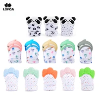lofca 1pc colorful baby teethers bpa free panda toddler teething toys dolphin pacifier glove wrapper sound chewable gifts