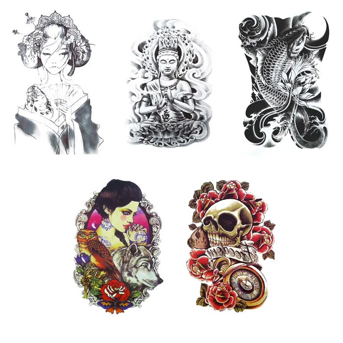 5ps/lot 3D tattoo fake arm sleeve body art trendy tatoo men frozen henna paste tatouage temporaire tatuagem temporaria tatuajes | Красота и