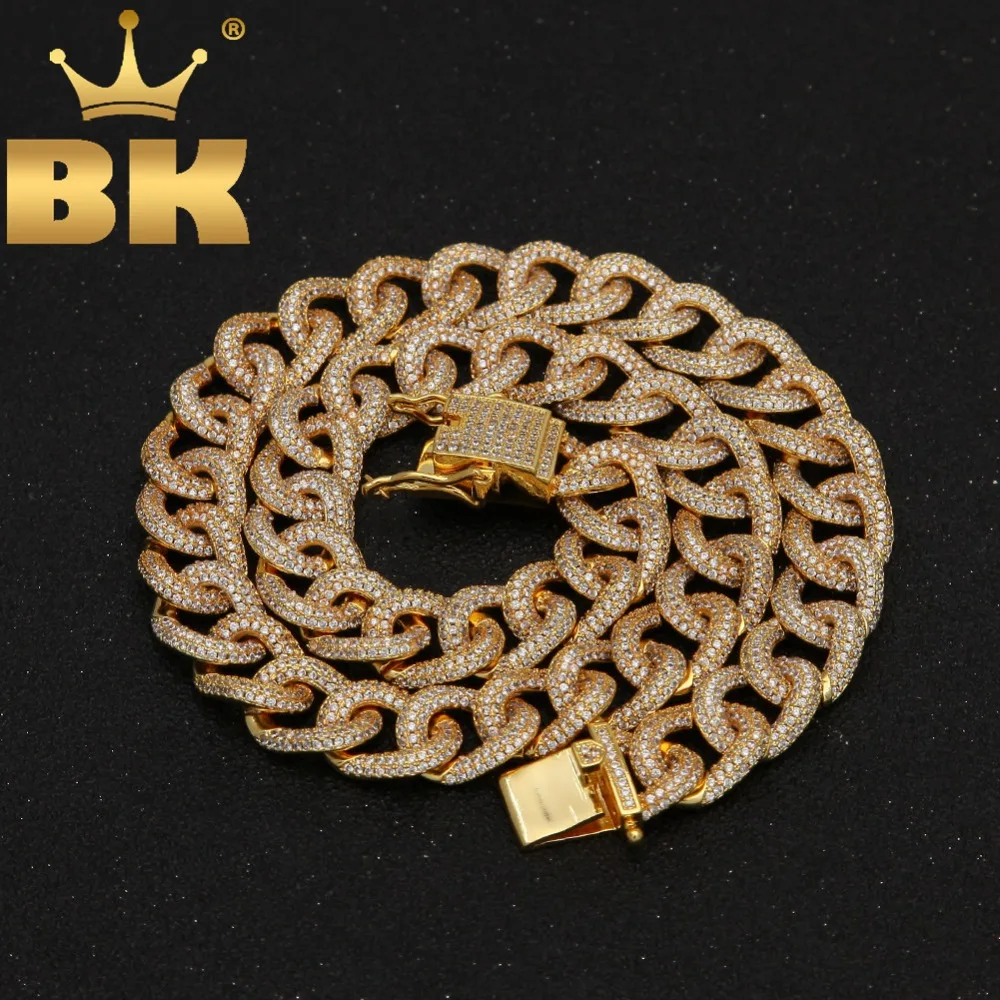 BLING KING Одежда высшего качества роскошные Майами кубинец Звено Цепи Проложить Настройка Iced Out фианитом 13 мм CZ Цепочки и ожерелья Для мужчин ювелирные изделия