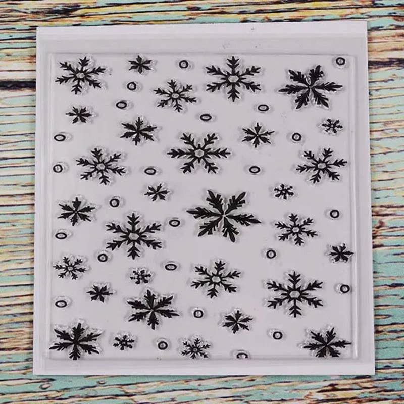 Прозрачный прозрачный штамп со снежинками для скрапбукинга сделай