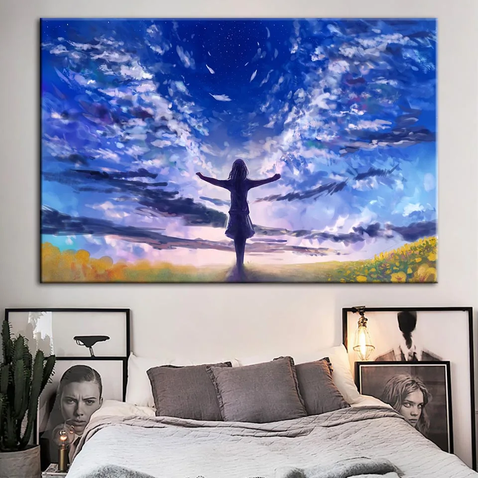 Домашний Декоративный настенное искусство HD печать ваше имя плакаты аниме