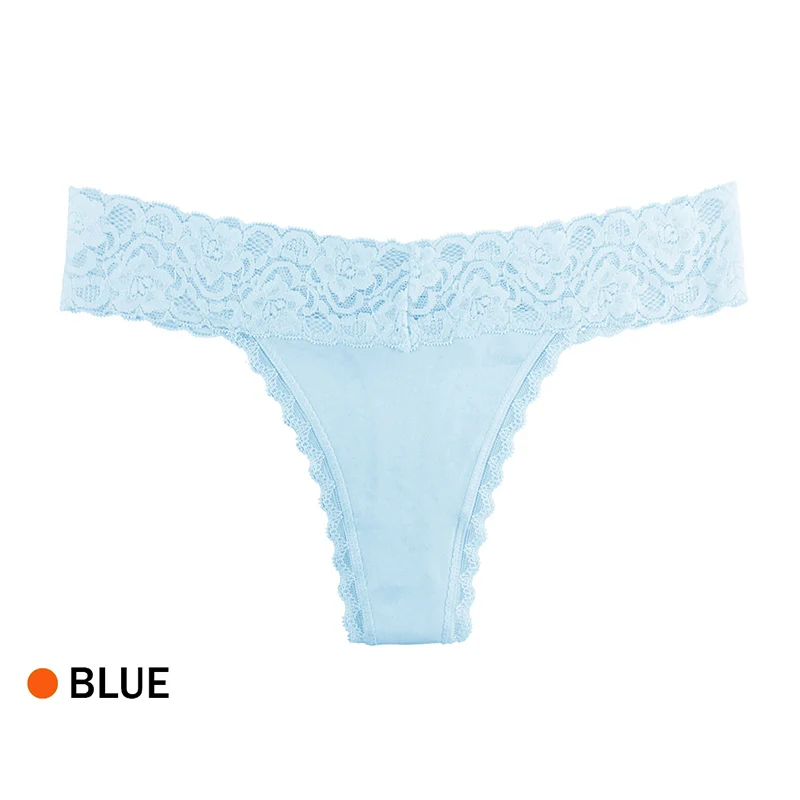 cotton blue Удобные женские хлопковые стринги, трусики, кружевное нижнее белье, розовые женские трусы, сексуальное нижнее белье с низкой талией, Ropa Interior Femenina - Цвет: cotton blue