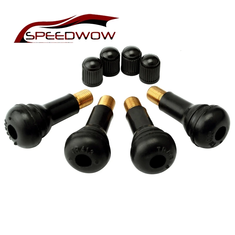 SPEEDWOW 4 шт. автомобильный Стайлинг TR413 оснастки клапана для шин короткие черные