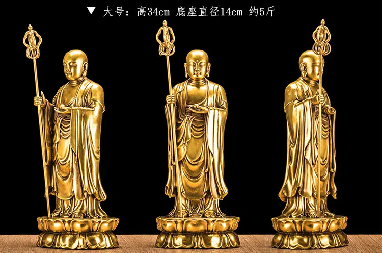 

34CM large Ksitigarbha Bodhisattva Buddha figure # Buddhist HOME family efficacious Protection FENG SHUI copper Sculpture statue