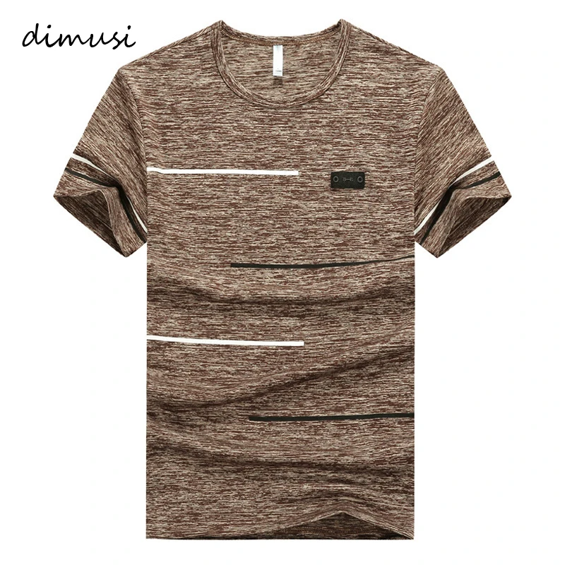 Футболка DIMUSI мужская с круглым вырезом модная тенниска из хлопка майка для