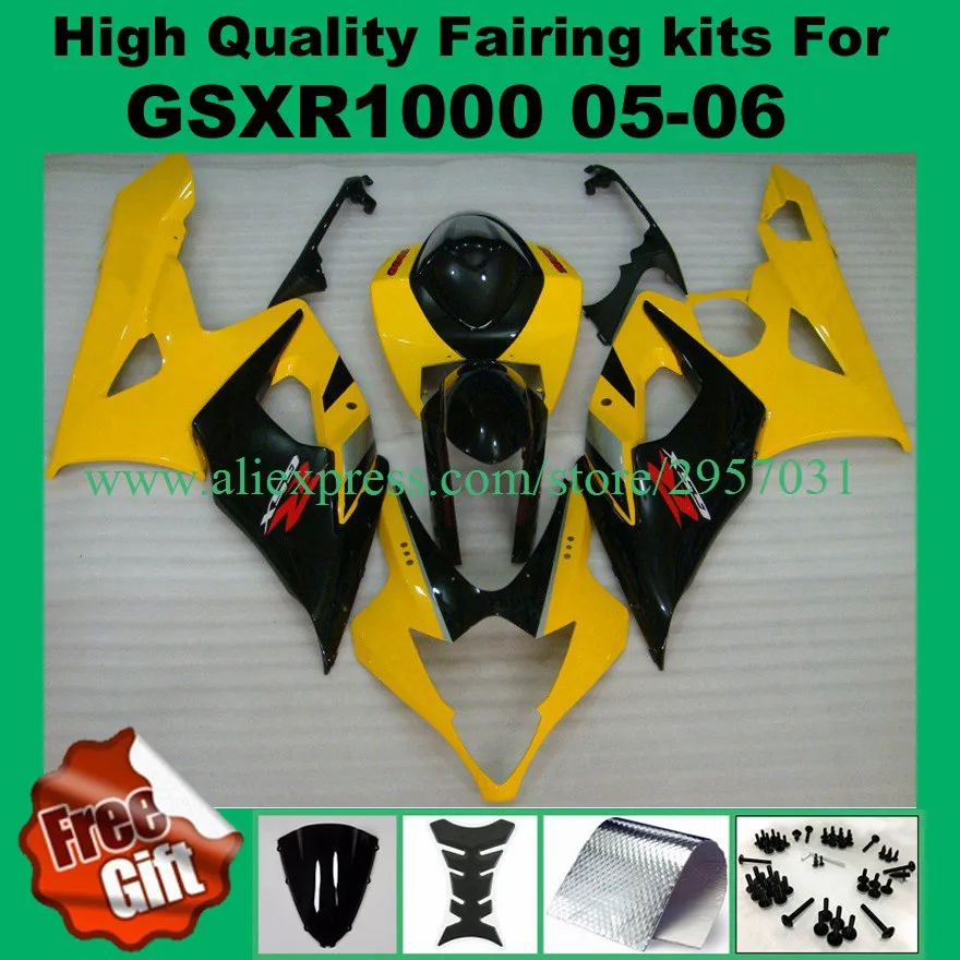 

100%Fit fairings for SUZUKI GSXR1000 2005 2006 GSX-R1000 05 06 K5 K6 injection fairing kits GSXR 1000 yellow black #N72-8V